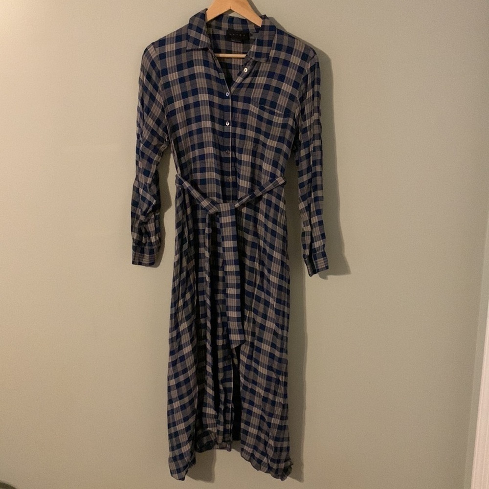 Hatch Alyssa blue plaid dress 0 xs - Picture 4 of 9